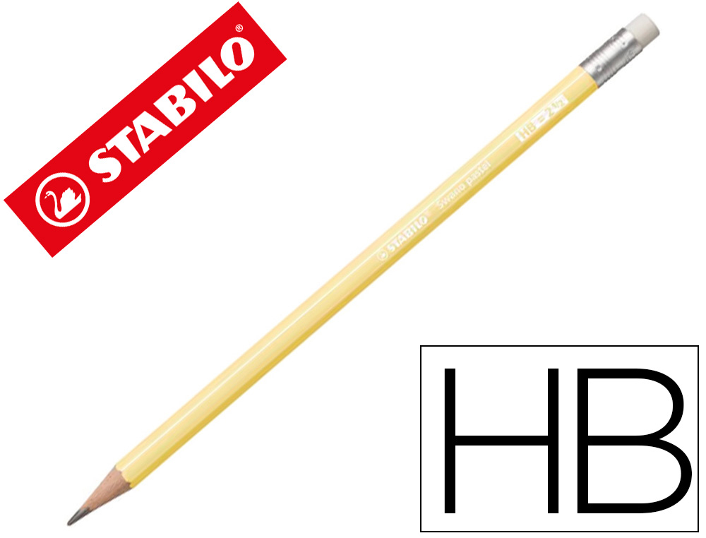 STABILO - LAPIZ GRAFITO CON GOMA SWANO PASTEL AMARILLO -12U- (Ref.4908/01-HB)