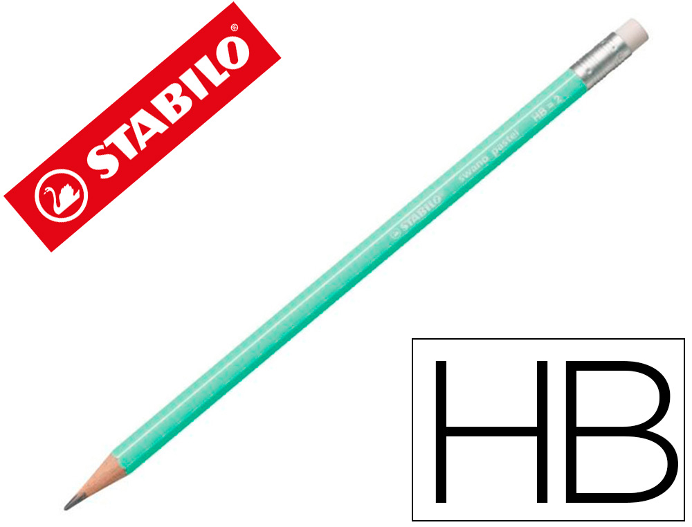 STABILO - LAPIZ GRAFITO CON GOMA SWANO PASTEL VERDE -12U- (Ref.4908/02-HB)