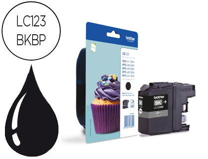 BROTHER - Cartuchos ORIGINALES Inyección De Tinta LC123BK Negro (Ref.LC123BKBP)
