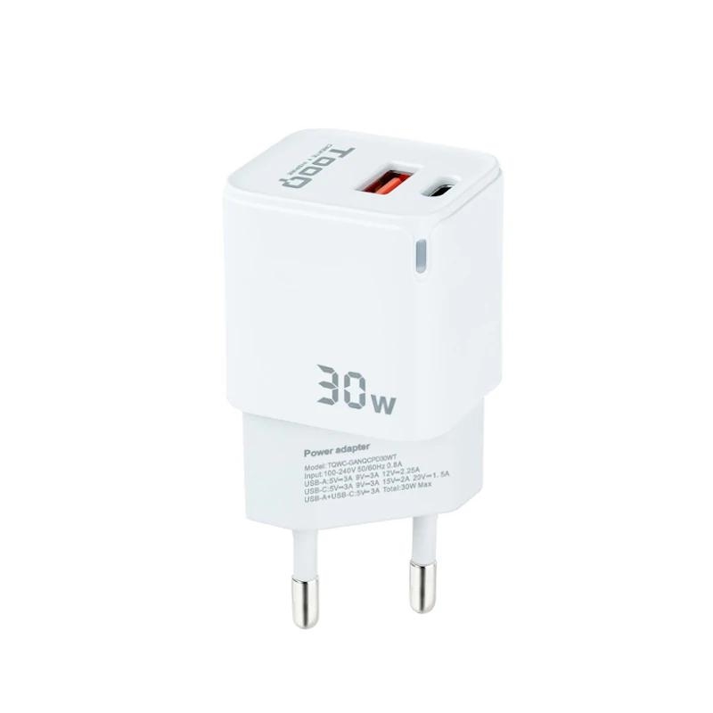 TOOQ - Cargador pared GAN USB-C/USB-A 30W (Ref.TQWC-GANQCPD30WT)