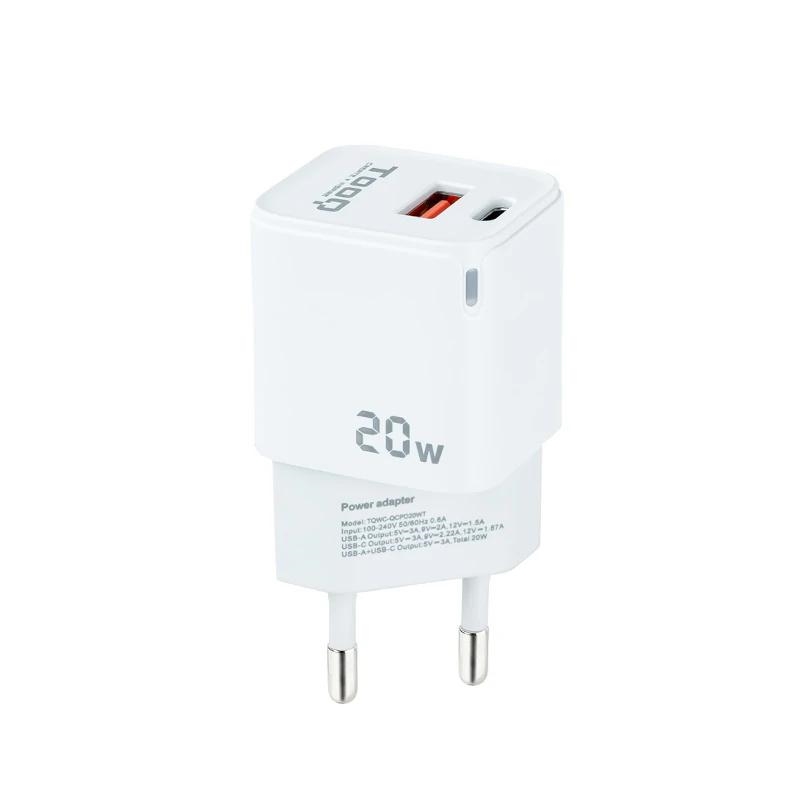 TOOQ - Cargador pared USB-C/PD+USB-A/QC 20W (Ref.TQWC-QCPD20WT)
