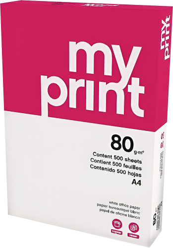 MY PRINT - PAPEL A4 - 80g - Blancura CIE 136 - Paquete 500h (Ref.MYP0800034)