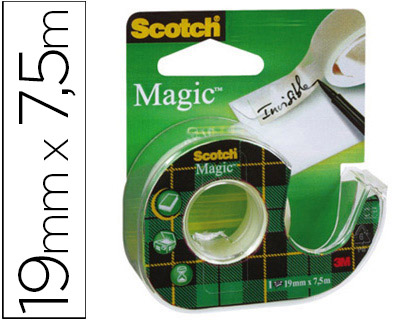 SCOTCH - CINTA ADHESIVA MAGIC INVISIBLE 19mmx7,5M EN PORTARROLLO (Ref.8-1975D/7100086322)