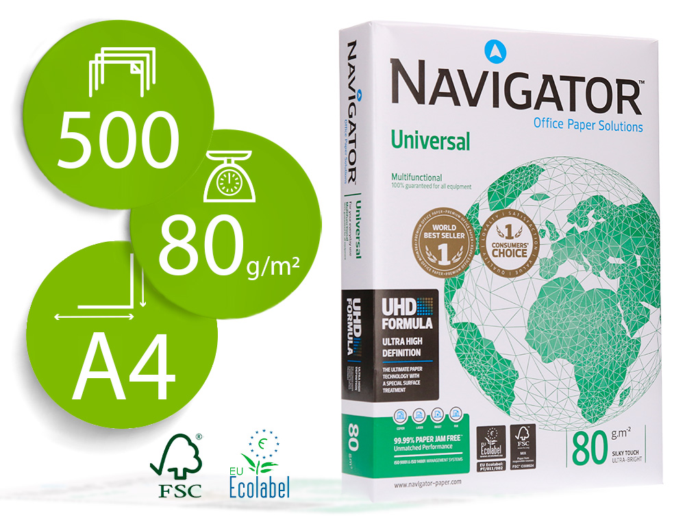 NAVIGATOR - PAPEL UNIVERSAL - A4 - 80g - Blancura CIE 169 (Ref.40001823)