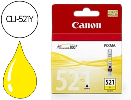 CANON - Cartuchos ORIGINALES Inyección De Tinta CLI-521Y AMARILLO PIXMA MP620/630/980 IP3600/4600 (Ref.2936B001)