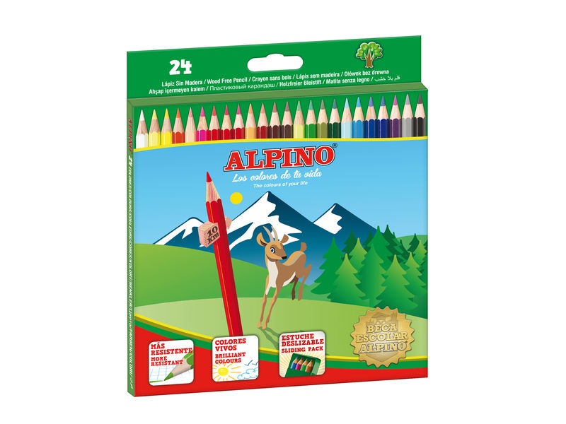 ALPINO - Estuche lapices Colores surtidos 24 ud Sacapuntas/Afilalapices incluido (Ref.AL010658)