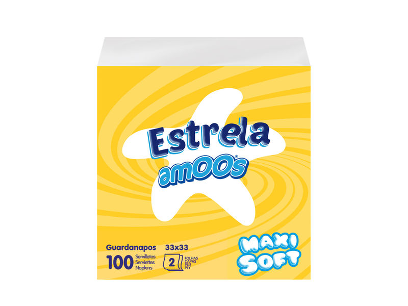 AMOOS - Pack 100 servilletas 2 capas 33x33cm muy suaves 100% fibra pura (Ref.T622004.6)