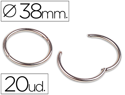 LIDERPAPEL - ANILLAS BISAGRA NIQUELADAS N.4 DIAMETRO 38 MM -CAJA DE 20 ANILLAS (Ref.AN04)