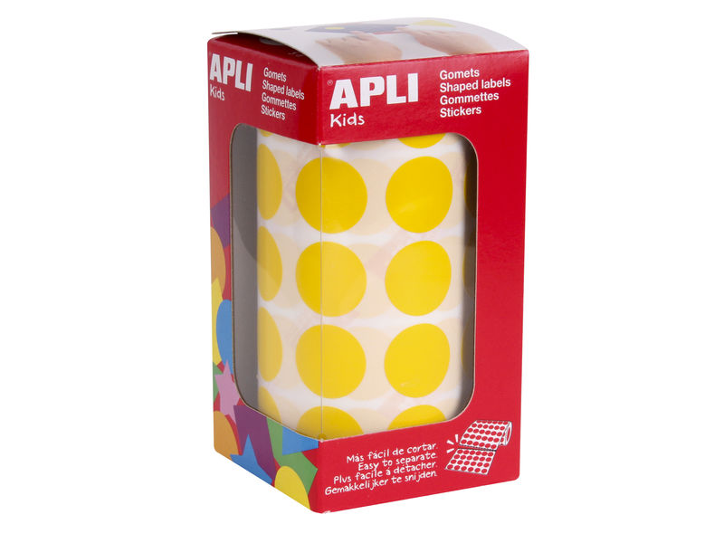 APLI - Rollo 59 HOJAS GOMETS BRILLANTES REDONDOS AMARILLOS 20 MM. Ø (Ref.4859)