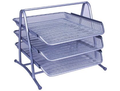 Q-CONNECT - Bandeja de Sobremesa METALICA REJILLA PLATA 3 BANDEJAS MOVIBLES 350X278X2758 MM (Ref.KF00822)
