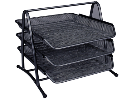 Q-CONNECT - Bandeja de Sobremesa METALICA REJILLA NEGRA 3 BANDEJAS MOVIBLES 350X278X275 MM (Ref.KF00823)