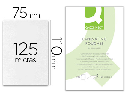 Q-CONNECT - BOLSA DE PLASTIFICAR 110 X 75 MM 125 MC CARNET DE IDENTIDAD CAJA DE 100 UNIDADES (Ref.KF01219)