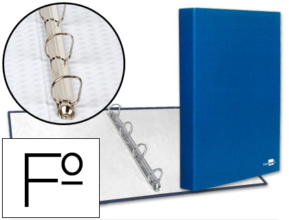 LIDERPAPEL - CARPETA DE 4 ANILLAS 25MM MIXTAS FOLIO Cartón FORRADO PAPER COAT AZUL (Ref.CA19)