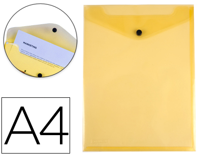 LIDERPAPEL - CARPETA DOSSIER BROCHE POLIPROPILENO DIN A4 FORMATO VERTICAL AMARILLA TRANSPARENTE 50 HOJAS (Ref.DS09)