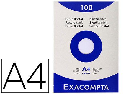 EXACOMPTA - CARTULINA DIN A4 BLANCA 205 GRS PAQUETE DE 100 UNIDADES (Ref.13306E)
