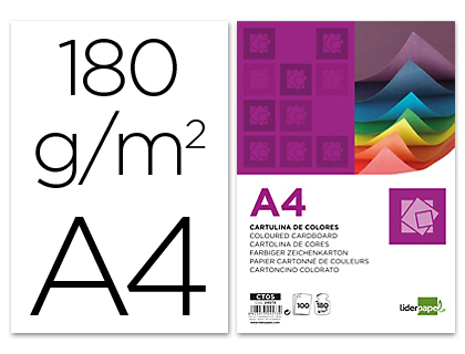 LIDERPAPEL - CARTULINA A4 180G/M2 BLANCO PAQUETE DE 100 (Ref.CT01)