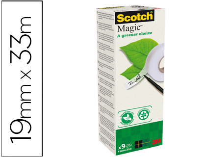 SCOTCH - CINTA ADHESIVA MAGIC 33X19 MM PACK DE 9 ROLLOS (Ref.900-1933-9)