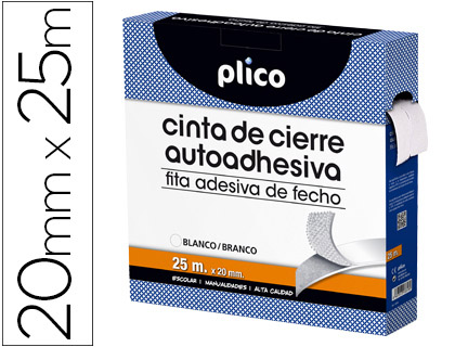CINTA DE CIERRE ADHESIVA PLICO VELCRO BLANCO 20MM X 25M (Ref.13318)