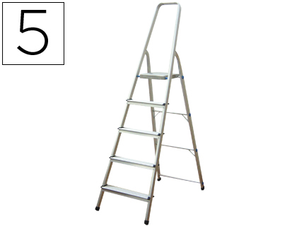 Q-CONNECT - ESCALERA DE ALUMINIO 5 PELDAÑOS 1062X483X1675 MM PESO MAXIMO 150 KG EN-131 (Ref.KF00316)