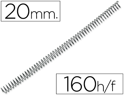 Q-CONNECT - ESPIRAL METALICO 64 5:1 20MM 1,2MM CAJA DE 100 UNIDADES (Ref.KF04434)