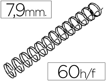 GBC - ESPIRAL WIRE 3:1 7,9 MM N.5 NEGRO CAPACIDAD 60 HOJAS CAJA DE 100 UNIDADES (Ref.RG810510)