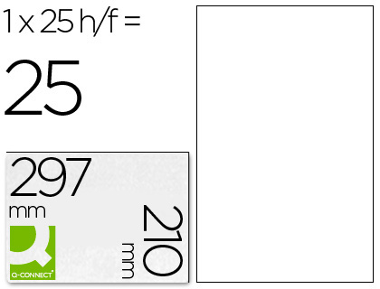 Q-CONNECT - ETIQUETA ADHESIVA -TAMAÑO DIN A4 -PARA INK-JET -TRANSPARENTE -CAJA CON 25 HOJAS DIN-A4 (Ref.KF00228)