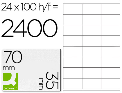 Q-CONNECT - ETIQUETA ADHESIVA -TAMAÑO 70X35 MM FOTOCOPIADORA LASER INK-JET CAJA CON 100 HOJAS DIN A4 (Ref.KF10645)