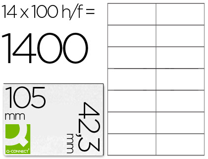 Q-CONNECT - ETIQUETA ADHESIVA TAMAÑO 105X42,3 MM FOTOCOPIADORA LASER INK-JET CAJA CON 100 HOJAS DIN A4 (Ref.KF10656)