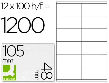 Q-CONNECT - ETIQUETA ADHESIVA TAMAÑO 105X48 MM FOTOCOPIADORA LASER INK-JET CAJA CON 100 HOJAS DIN A4 (Ref.KF10657)