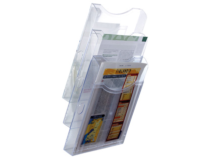 ARCHIVO 2000 - EXPOSITOR MURAL DE PARED 3 BANDEJAS DIN A4 TRANSPARENTE 155X239X445 MM SEPARADORES MOVILES AJUSTABLES (Ref.6123 CS TP)