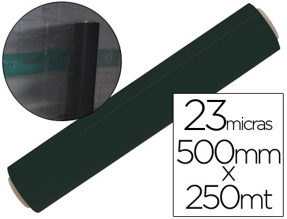 FILM EXTENSIBLE MANUAL BOBINA -ANCHO 500 MM. -LARGO 250 MT ESPESOR 23 MICRAS NEGRO (Ref.PLA0023022NE)