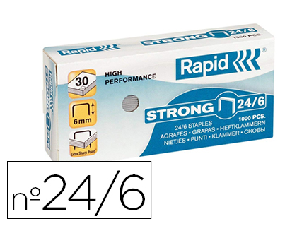 RAPID - GRAPAS N 24/6 GALVANIZADAS STRONG CAJA DE 1000 GRAPAS (Ref.24855800)