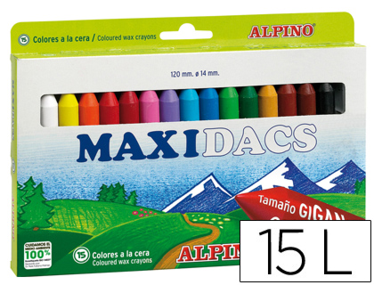 DACS - LAPICES DE CERA ALPINO MAXI CAJA DE 15 COLORES SURTIDOS (Ref.DX050216)