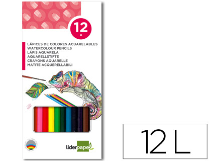 LIDERPAPEL - LAPICES DE COLORES ACUARELABLES CAJA DE 12 COLORES (Ref.LC09)