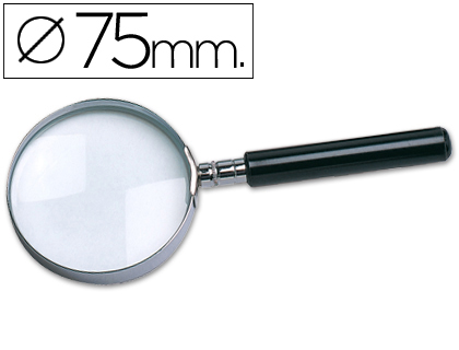 LIDERPAPEL - LUPA CRISTAL ARO METALICO MANGO NEGRO W-104 75 MM (Ref.WW03)