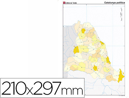 MAPA MUDO COLOR DIN A4 CATALUÑA POLITICO 