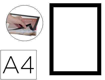 Q-CONNECT - MARCO PORTA ANUNCIOS MAGNETO DIN A4 DORSO ADHESIVO REMOVIBLE COLOR NEGRO PACK DE 2 (Ref.KF22366)