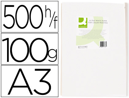 Q-CONNECT - PAPEL FOTOCOPIADORA ULTRA WHITE DIN A3 100 GRAMOS PAQUETE DE 500 HOJAS (Ref.KF17788)