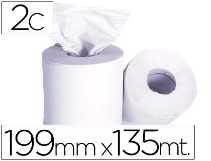 PAPEL SECAMANOS 2 CAPAS 199 MM X 135 MT -MANDRIL 76 MMDIAMETRO 197 MM (Ref.10340404)