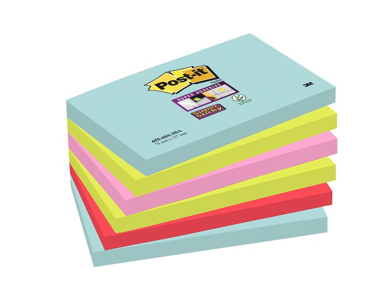 POST-IT - Pack.6 bloc 76x127 miami 655-6ss-mia (Ref.70005291631)