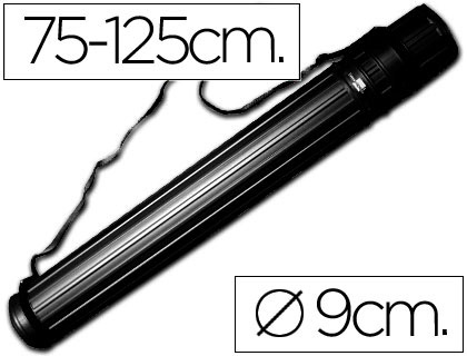 LIDERPAPEL - PORTAPLANOS PLASTICO DIAMETRO 9 CM EXTENSIBLE HASTA 125 CM NEGRO (Ref.PP01)