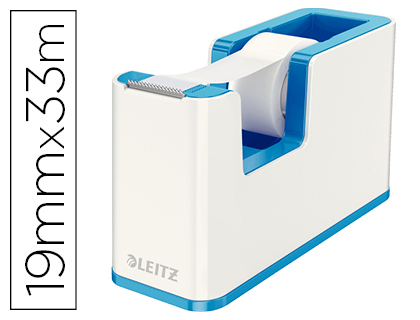 LEITZ - PORTARROLLO SOBREMESA WOW DUAL PLASTICO PARA CINTA DE 33 M AZUL METALIZADO (Ref.53641036)