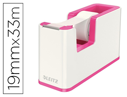 LEITZ - PORTARROLLO SOBREMESA WOW DUAL PLASTICO PARA CINTA DE 33 M FUCSIA METALIZADO (Ref.53641023)