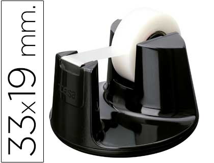 TESA - PORTARROLLO SOBREMESA PLASTICO REDONDO NEGRO PARA ROLLOS DE HASTA 33MX19MM (Ref.53828-00000-00)