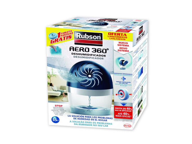 RUBSON - Desumidificador aero 360º habitaciones con superficie aprox.55m³/22m²,aparato 450g (Ref.1894862)