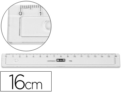 MOR - REGLA 16 CM PLASTICO TRANSPARENTE CON BISEL (Ref.11160000)