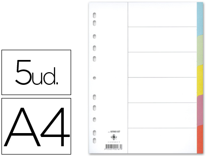 Q-CONNECT - SEPARADOR CARTULINA JUEGO DE 5 SEPARADORES DIN A4 -MULTITALADRO (Ref.KF34028)