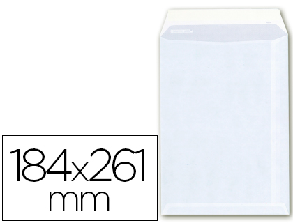 ARGUVAL - SOBRE BOLSA OFFSET BLANCO 100G 184X261 MM CON TIRA DE SILICONA -CAJA 250 (Ref.A-6)