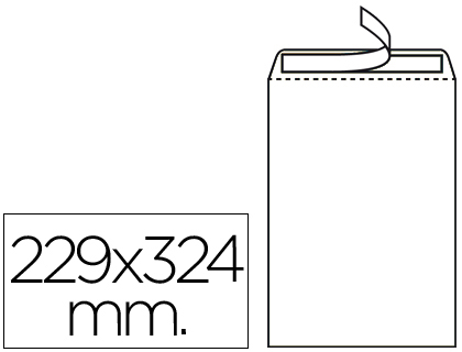LIDERPAPEL - SOBRE BOLSA N.8 BLANCO DIN 229X324 MM TIRA DE SILICONA CAJA DE 250 UNIDADES (Ref.SB34)