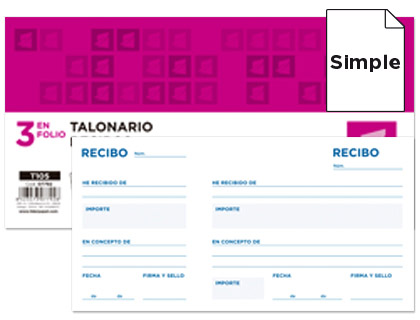 LIDERPAPEL - TALONARIO RECIBOS TRES EN FOLIO APAISADO (Ref.T105)